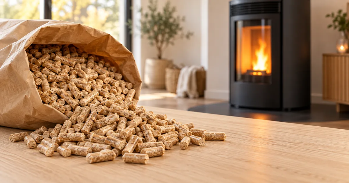 Granulés de bois dans un sac en papier